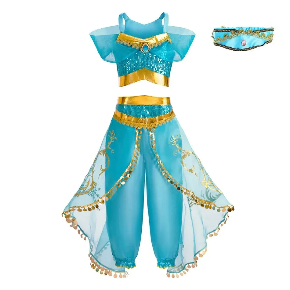 Robe de princesse arabe pour enfants — costume Halloween, carnaval, Cosplay, tenue paillettes