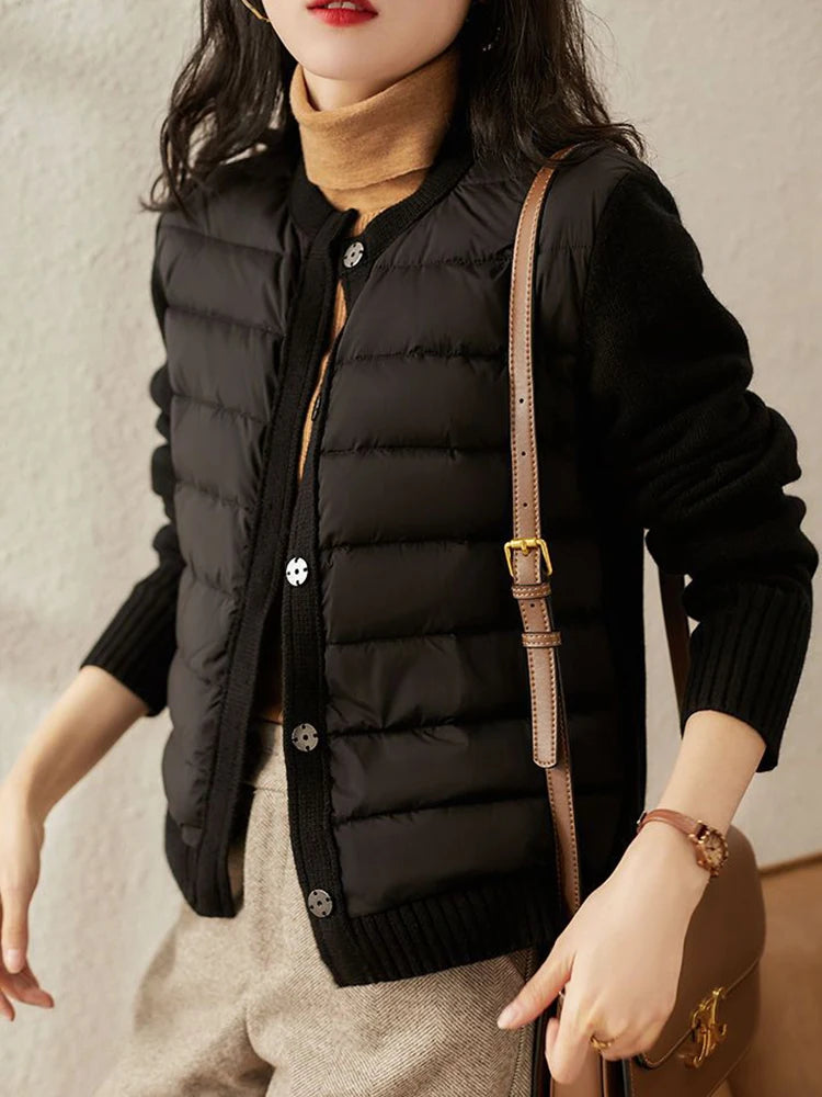 2025 Winter Patchwork Parka Women Down Jacket Ultra-Light Warm Casual Coat Female Oversized Down Outerwear