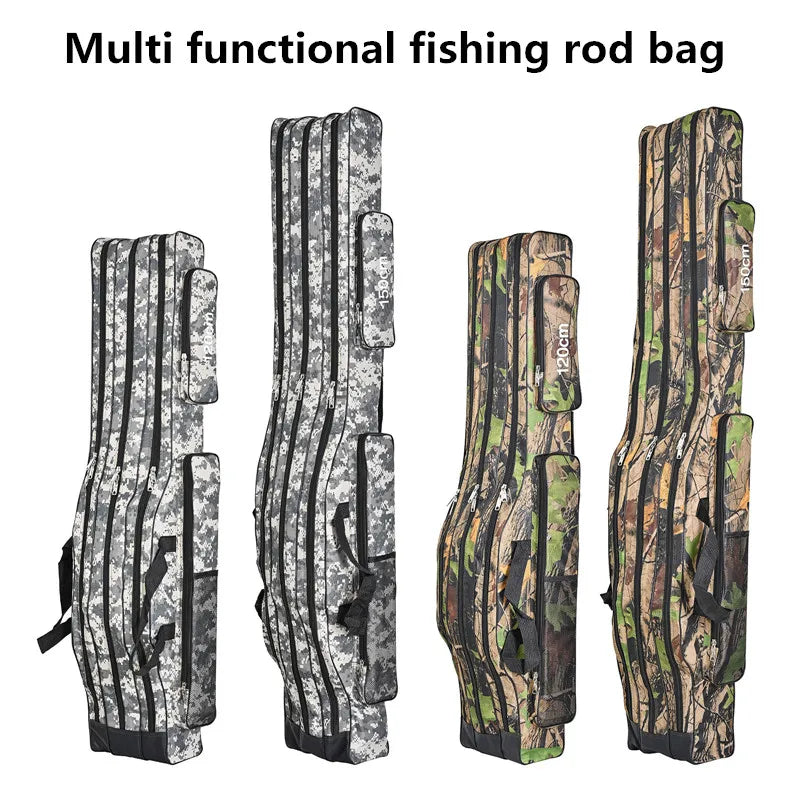 Sac de pêche en mer à grand ventre à trois couches, sac de canne à pêche à double épaule, trousse à outils pour le stockage extérieur, 1.2m, 1.5m