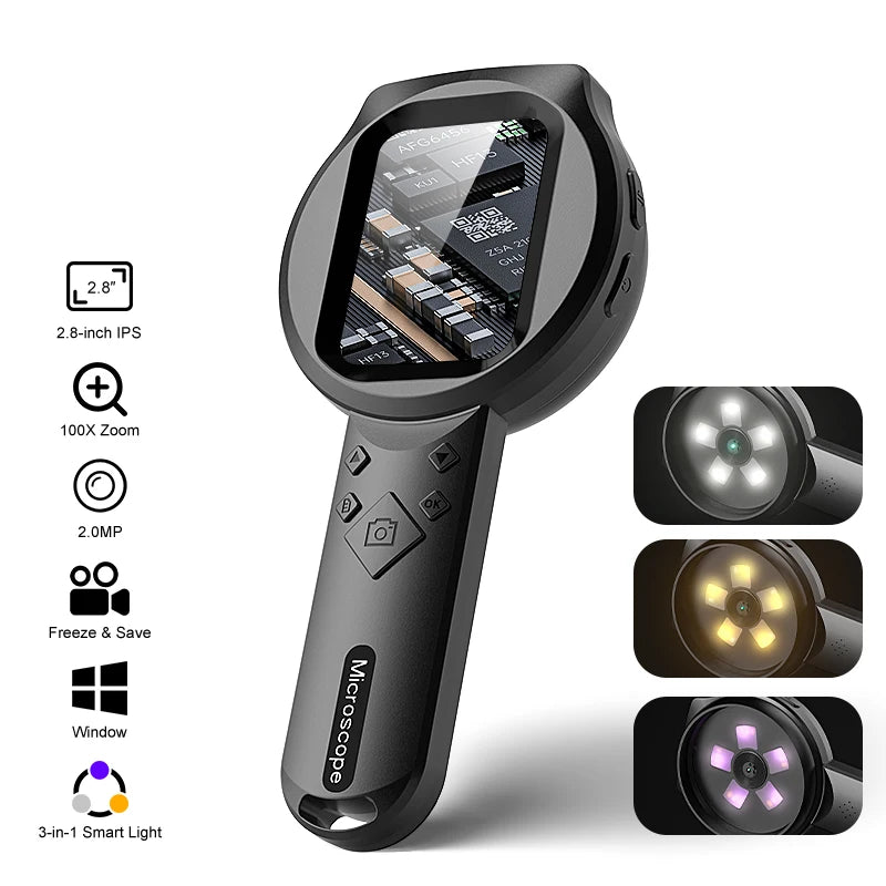 Loupe numérique IPS 2.8 pouces HD 1080P 100X, Microscope Portable, loupe portative pour réparation électronique, contrôle des bijoux