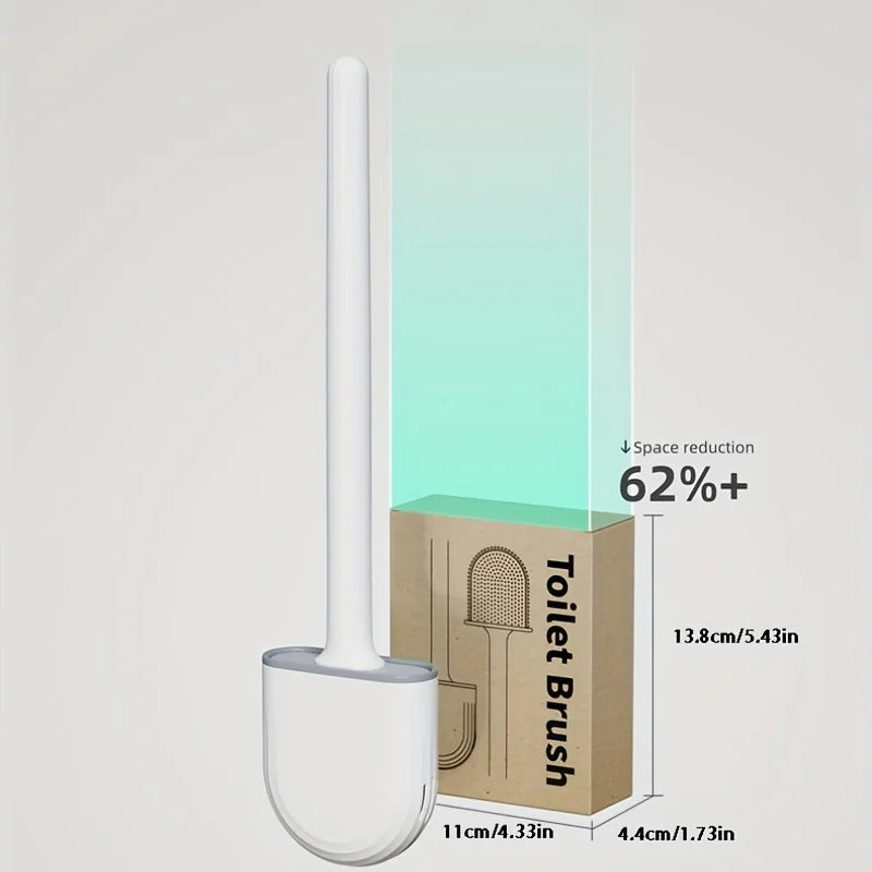 Brosse de toilette murale avec support, brosse de toilette en silicone à long manche, poils souples, accessoires pour livres et WC