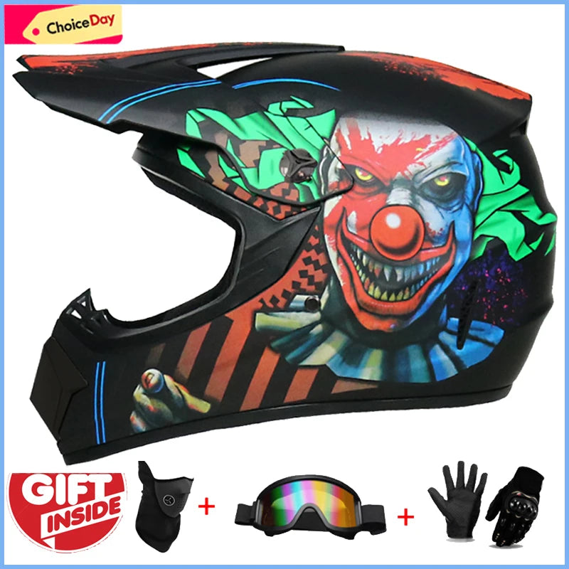 Casco completo de moto para niños, cascos de motocross para niños, gafas de moto todoterreno, guantes de protección para ciclismo