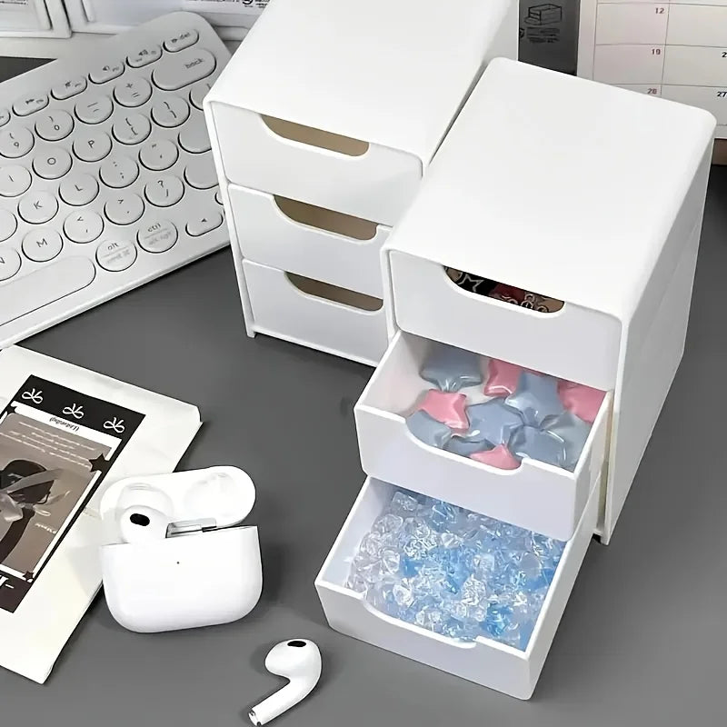 Chic 3-Tier Desk Organizer with Drawers – Ideal for Office Supplies, Jewelry, and Cosmetic Storage – Portable Divider Box