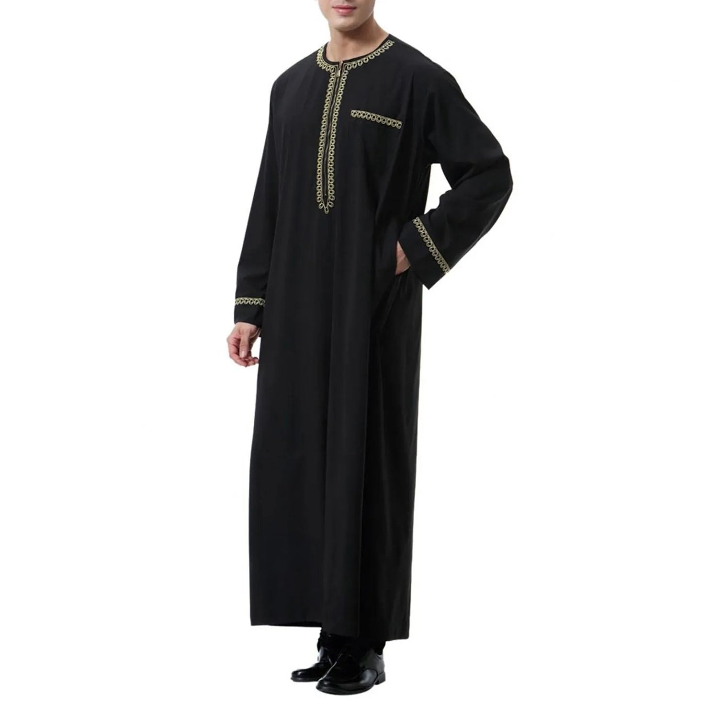 Vêtements musulmans traditionnels pour hommes, chemise musulmane, robe d'aviation, royauté islamique, robe de Dubaï, col rond, manches longues, rétro, adt Abaya