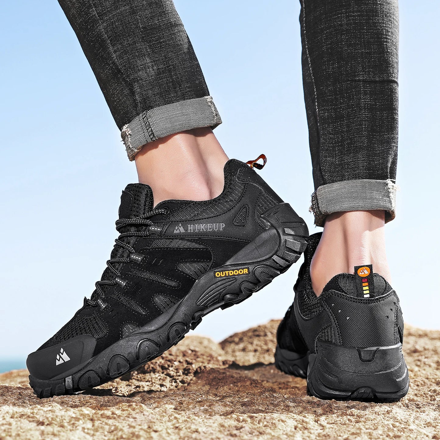 HIKEUP chaussures de randonnée pour hommes chaussures d'extérieur en daim et cuir résistant à l'usure hommes Trekking marche chasse baskets tactiques