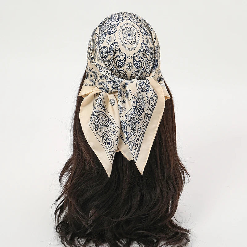 Foulard carré hijab pour femme imprimé populaire — étoles plage, châle, bandeau cheveux