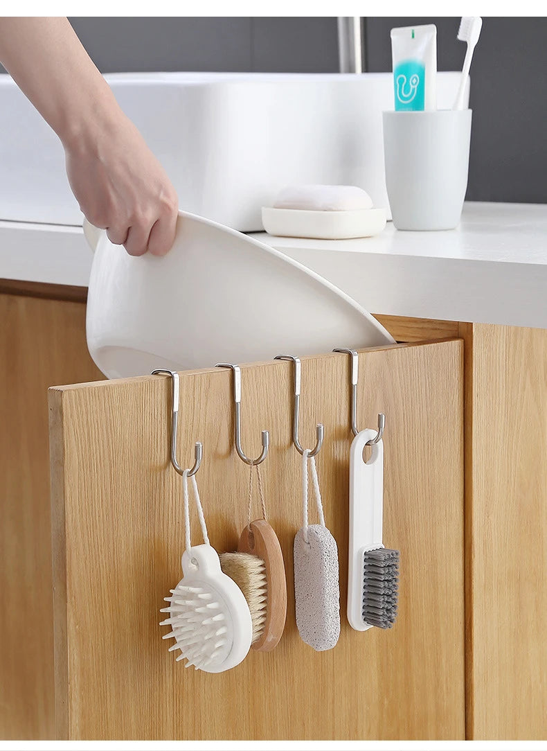 Gancho colgador de puerta de acero inoxidable, gancho de almacenamiento doble en forma de S para baño, cocina, organizador de puerta de pared, ganchos de pared