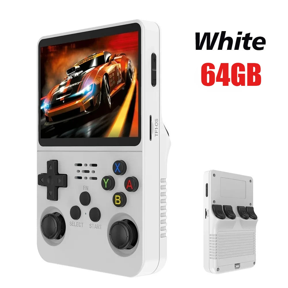 Consola de videojuegos portátil retro R36S 64GB/128GB, sistema Linux, pantalla IPS de 3.5 pulgadas, R35s Pro, reproductor de vídeo de bolsillo portátil