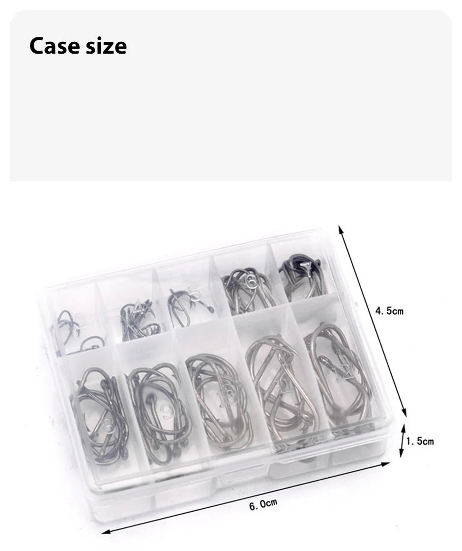 Ensemble d'Hameçons Pêche 100 Pièces — Acier Haute Teneur Carbone, Cercle Barbelé, Carpe, Mouche