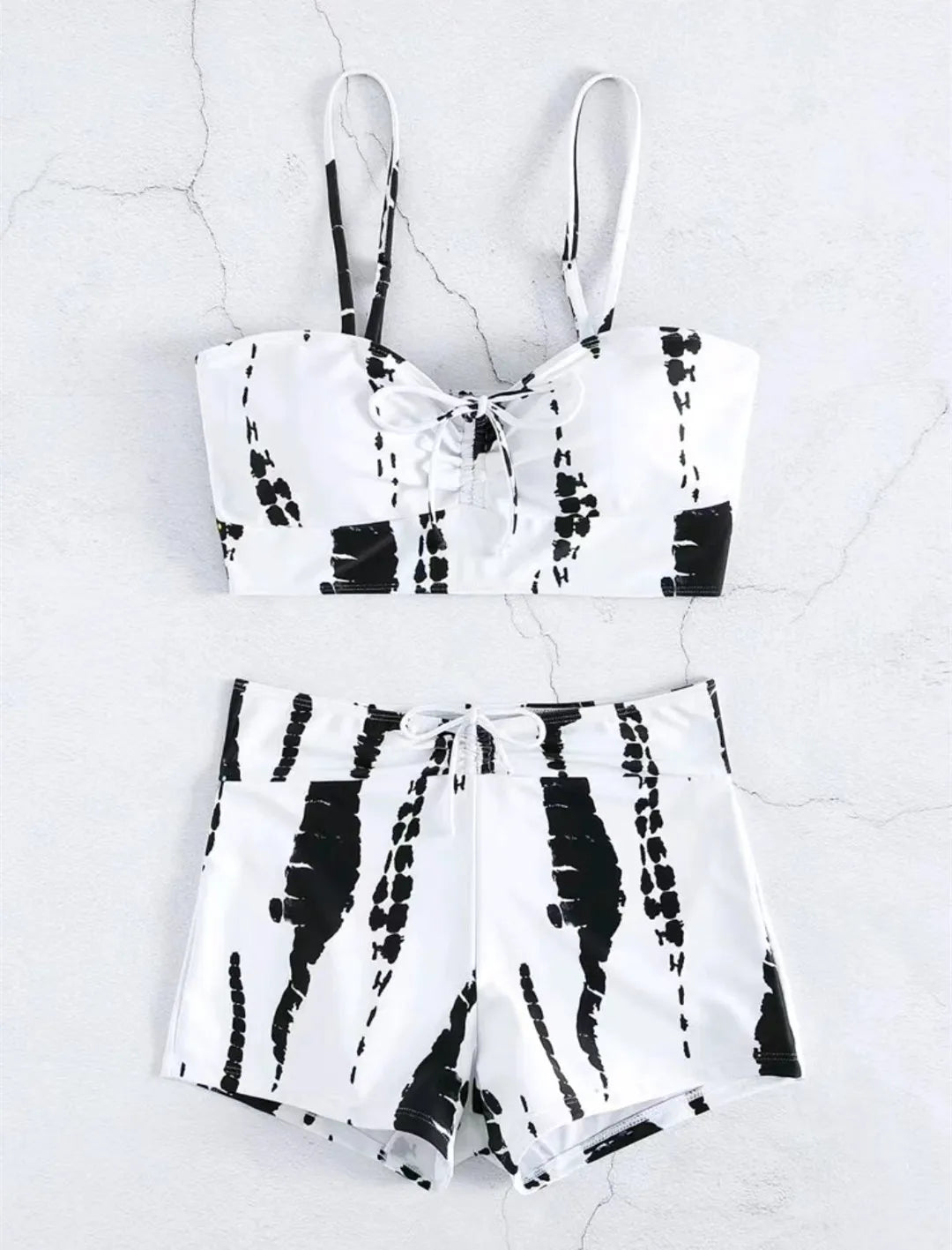 Maillots de bain femme 2026 : Bikinis short à cordon de serrage devant, taille haute, pour la natation et la plage