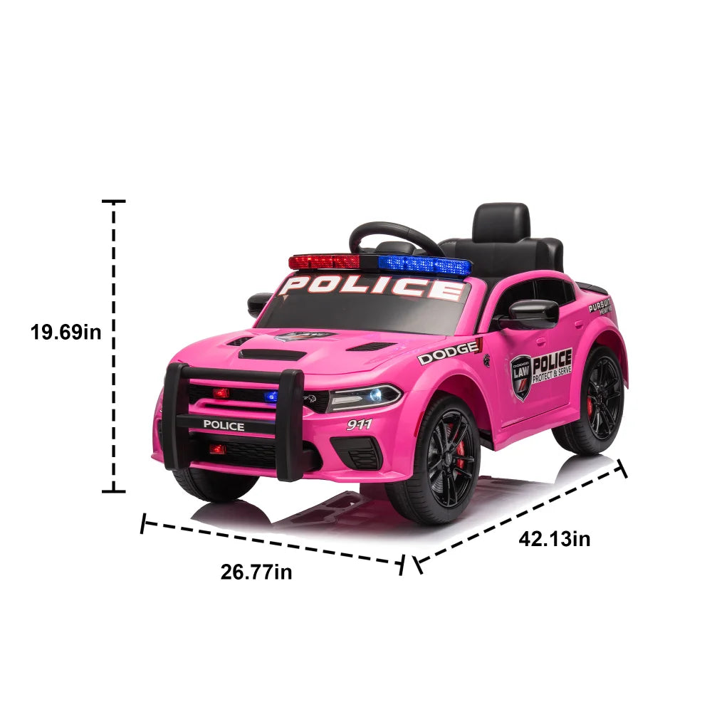 Voiture Police Électrique 12V Enfants Télécommande — Barre Anti-Collision Lumières Alarme