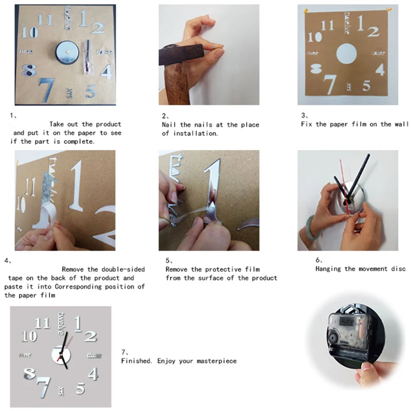 Reloj de pared, reloj de pared luminoso DIY, reloj de cuarzo, pegatinas de espejo acrílico, reloj de pared, decoración de pared, decoración cálida del hogar.