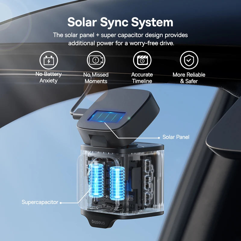 Baseus 3K Dash Cam VD1 Front and Rear Camera HD Built-in GPS Galileo Supercapacitor Car DVR Car Camera Recorder Supports 24H Parking