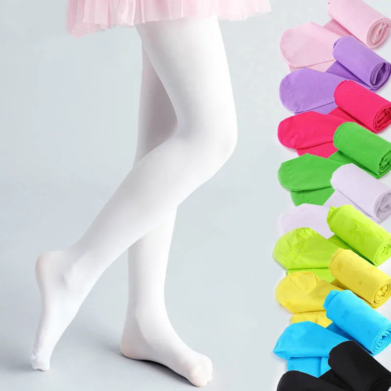 Collants d'été couleur bonbon pour enfants, collants de danse de Ballet pour filles, bas en velours blanc uni pour enfants