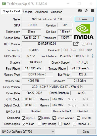 MLLSE GT730 4GB GT740 4GB carte graphique GDDR3 128Bit DVI VGA PCI-E 3.0 Geforce GPU Gt 730 carte vidéo De jeu Placa De vidéo