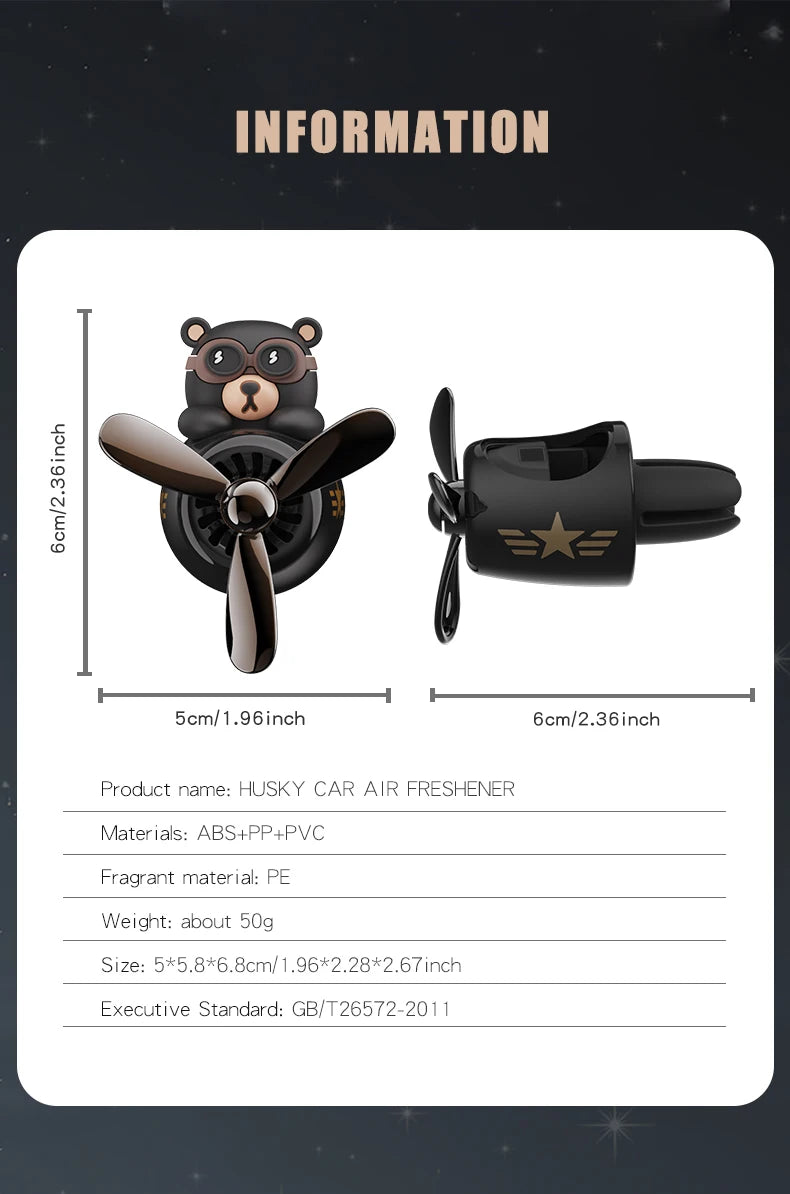 Désodorisant rotatif pour avion, pilote, ours, voiture, accessoires, décorations intérieures, clips de ventilation pour ventilateur, diffuseur de parfum, arôme