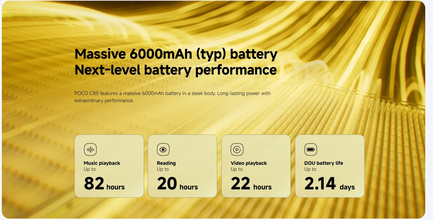 POCO C85 6GB/128GB 8GB/256GB NFC Version mondiale Smartphone 50MP caméra 6000mAh batterie