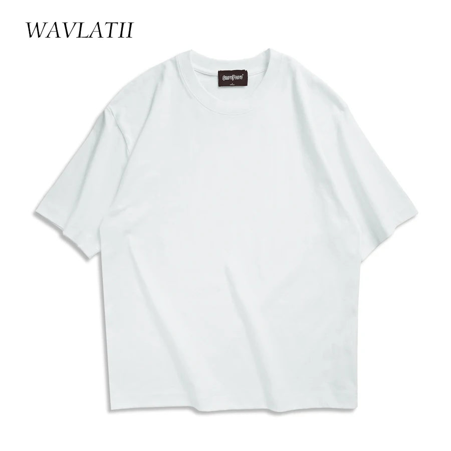 WAVLATII Camisetas oversized de verano para mujer y hombre, color café, informales, estilo coreano, Streetwear, camisetas básicas unisex, lisas, de moda juvenil