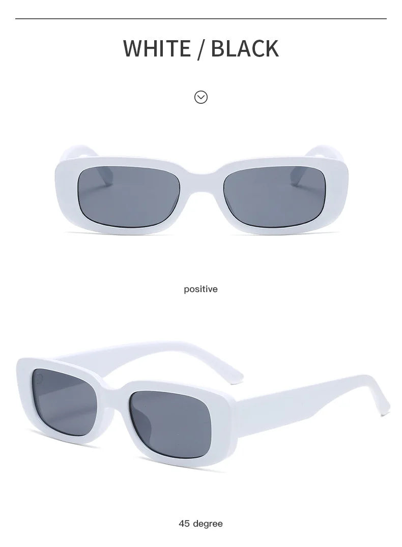 Lunettes de soleil carrées rétro vintage — petites, rectangulaires, voyage, femme
