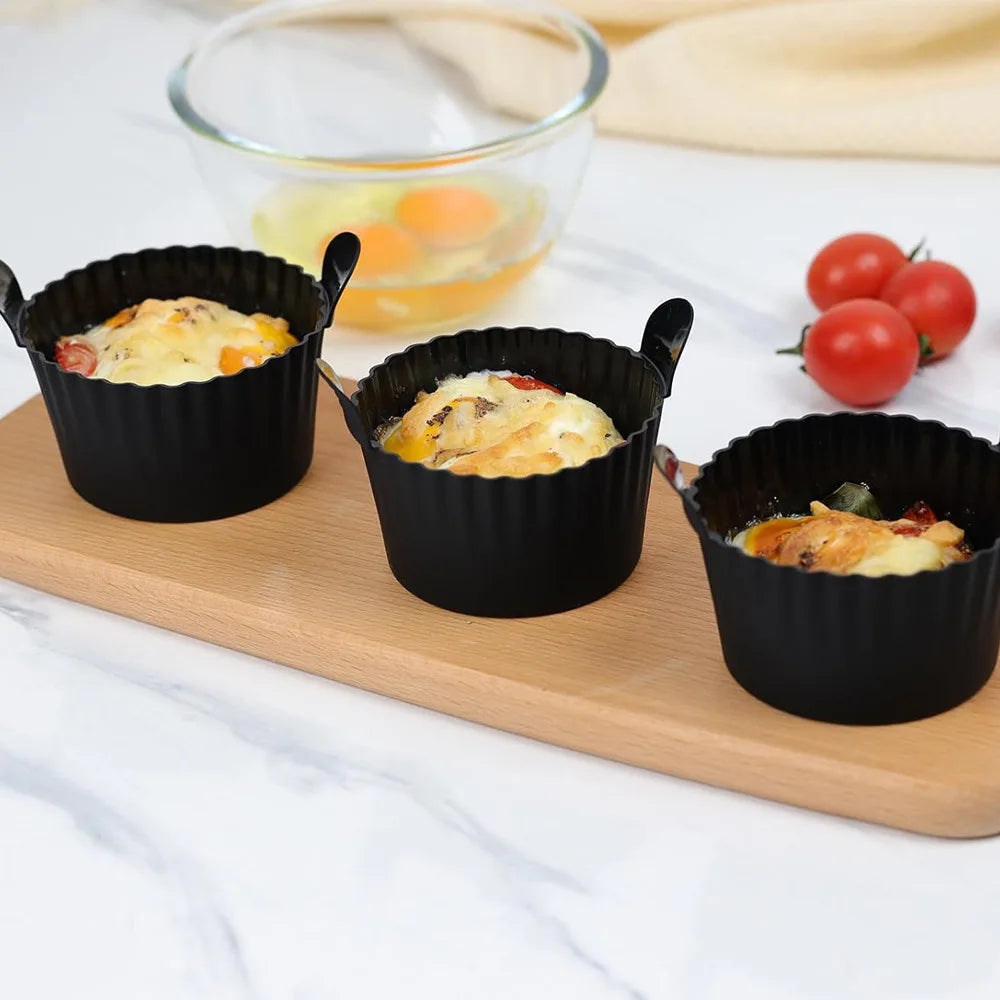 Dishwasher-Safe Air Fryer, Silicone Egg Cups, Silicone Egg Cooker Mold, Reusable Egg and Cake Baking Cups, Safe Ramekin Muffin Liners