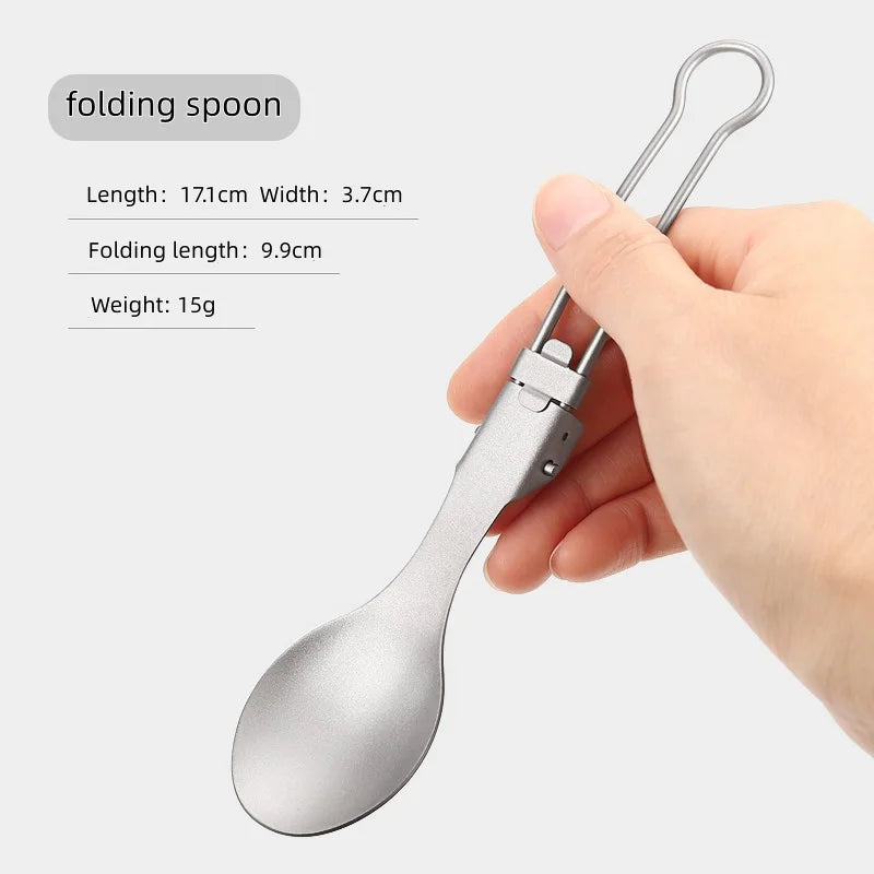 Cuillère à salade pliable en titane, cuillère à salade légère et portable pour le camping en plein air, la randonnée, le sac à dos, les voyages
