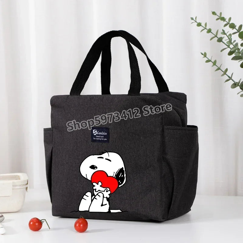 Bolsa isotérmica portátil para el almuerzo y bebidas de Snoopy, bolsa isotérmica para alimentos, caja térmica, bolsa de picnic, bolsas de transporte, bonito regalo para niños