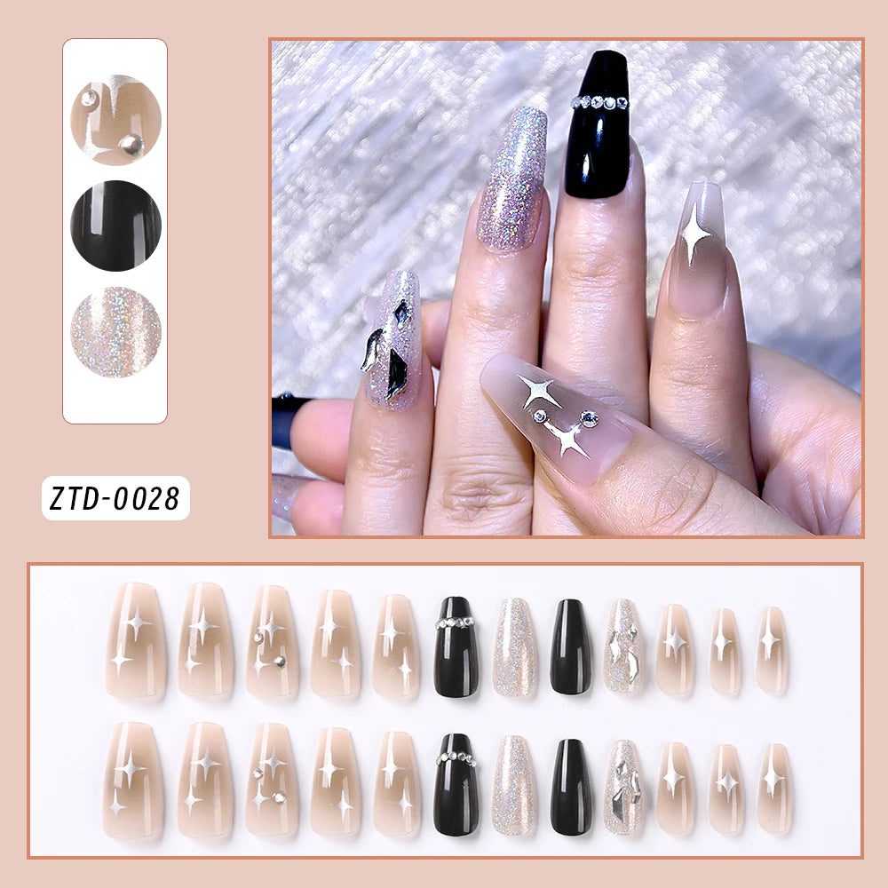 24 pièces/ensemble français rose carré court faux ongles presse sur ongles bord blanc nu rose ongles conseils couverture complète portable pointe française