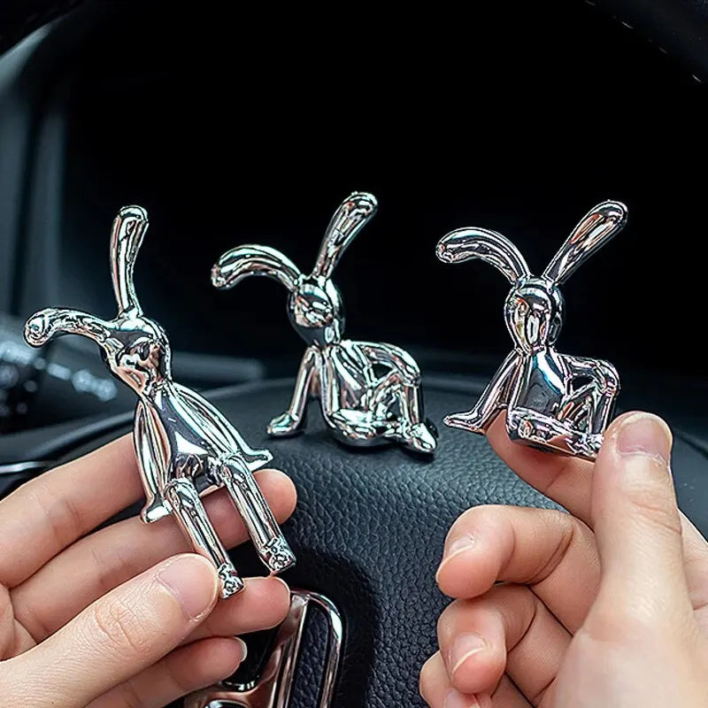 Double Statue de lapin à longues oreilles, 2 pièces, accessoires de décoration de dessin animé, salon, chambre à coucher, voiture, ornement décoratif de bureau