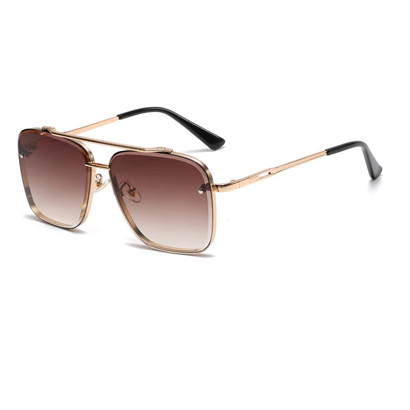 Nuevas gafas de sol degradadas para hombre, moda, metal, montura grande, gafas de sol, marca de lujo, Lunette De Soleil Homme