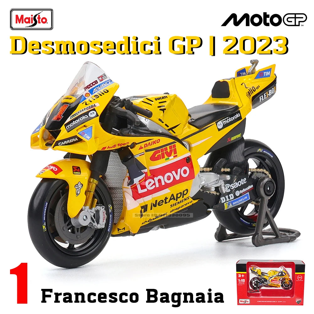 Modèle réduit moto GP 1:18 — champion 2023, alliage moulé, collection, cadeau jouet