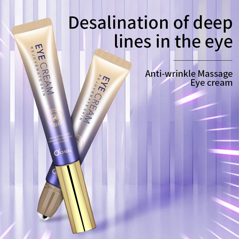 O'CHEAL – Crema antiarrugas para ojos con bola rodante, secado rápido, hidratante, ácido hialurónico, suero refrescante para ojos, atenúa las líneas finas