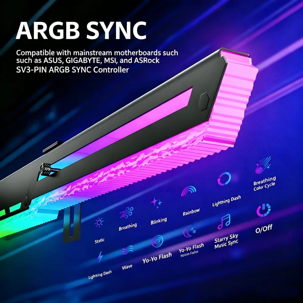 Support de carte graphique ICE Whale AX8, 5V 3PIN ARGB, synchronisation de l'éclairage de la carte mère, support de carte graphique VGA pour ordinateur