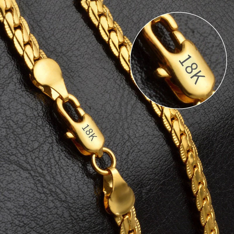 18K Gold/Silver Necklace for Men and Women, Fashionable Engagement and Wedding Jewelry, 6mm Side, 8/18/20/24 Inches