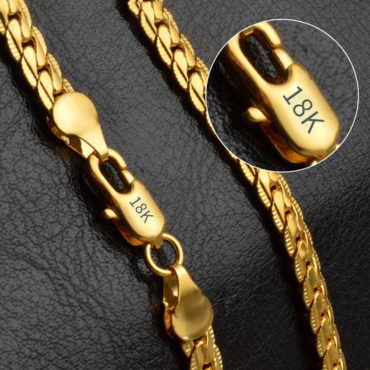 Collar de oro/plata de 18 quilates para hombre y mujer, joyería de moda para compromiso y boda, de 6 mm de ancho, 8/18/20/24 pulgadas