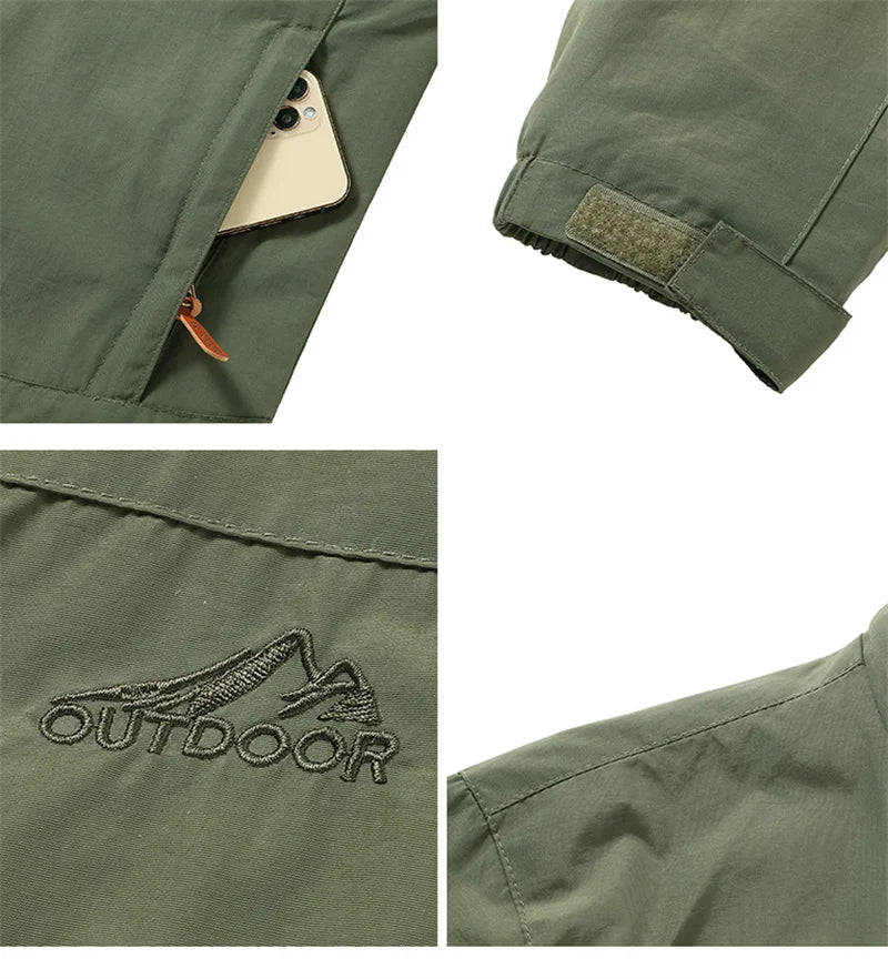 Vestes coupe-vent imperméables pour hommes et femmes, veste tactique décontractée pour randonnée, multi-poches, à capuche, pour la pêche