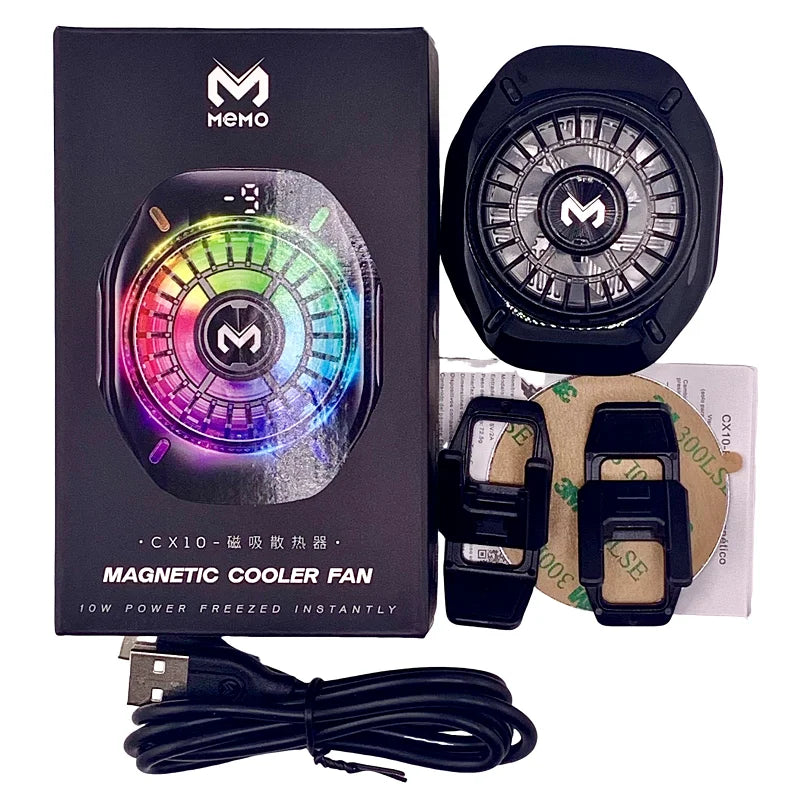 MEMO CX10 — Refroidisseur Téléphone Semi-Conducteur Clip Magnétique LED RGB
