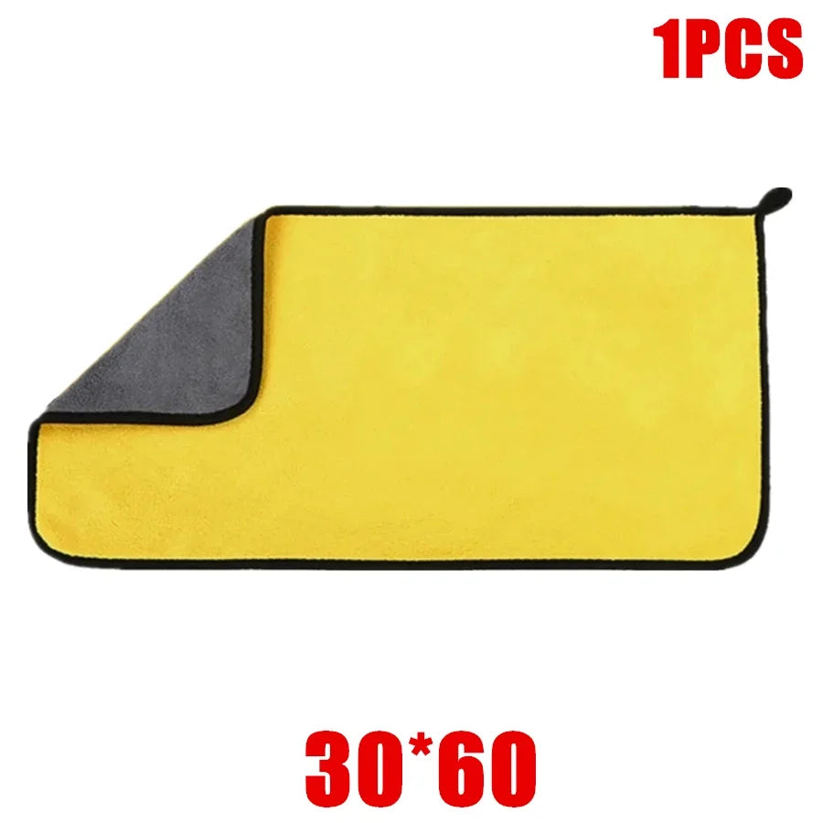 Serviette de nettoyage en microfibre épaisse, chiffon de séchage doux, serviettes de lavage de carrosserie de voiture, chiffons de nettoyage Double couche, accessoires de voiture, 1/2/6/10 pièces