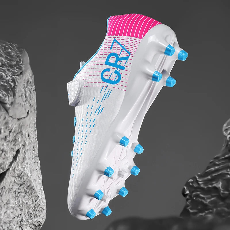 Chaussures de Football Ado Unisexe AG Gazon Synthétique — Respirantes, Fermeture Velcro EU 31–39