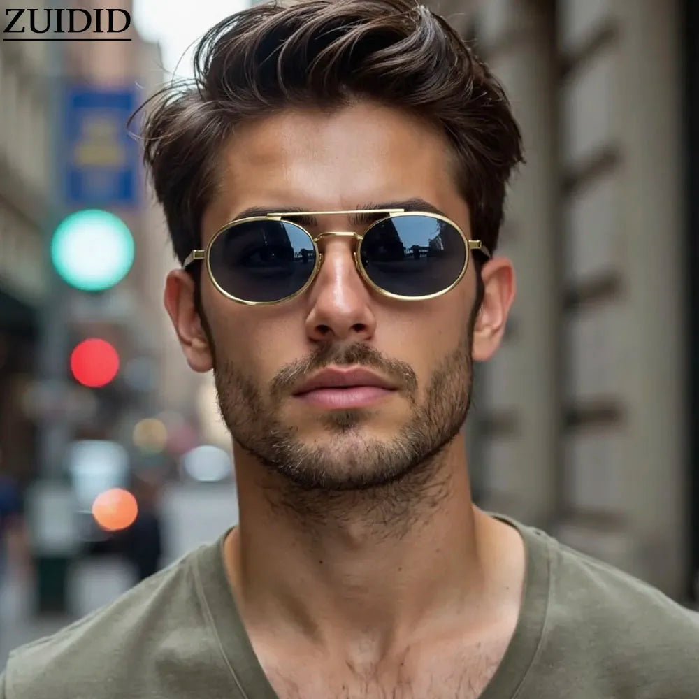 2025 Men's Sunglasses Oval Sunglasses Women's Trendy Vintage Steampunk Luxury Fashion Eyewear Gafas De Sol Hombre Lunette Soleil Femme