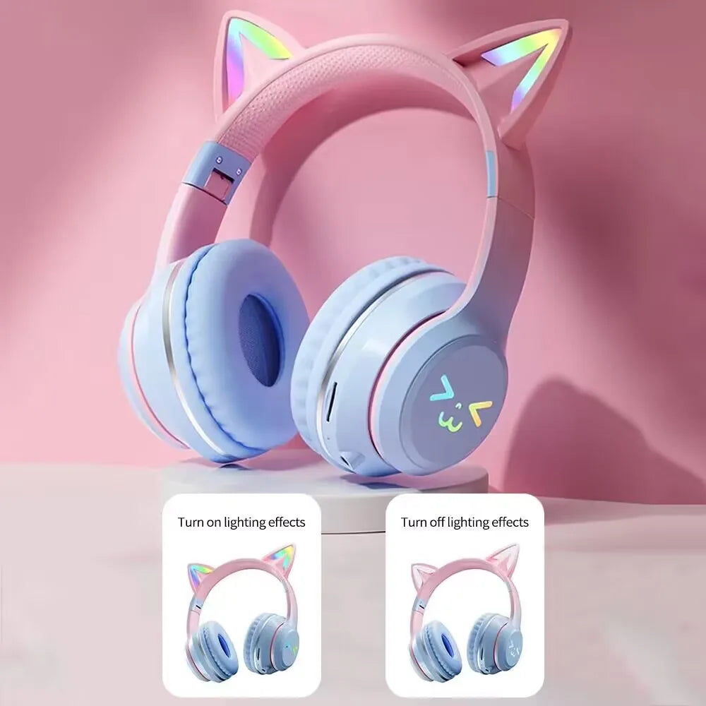 GRB Glow Gaming Mediator Set, Gamer Stereo Bass, Cat Ear, Wireless Earpods, Bluetooth Earbuds, TYPE-C Cable, Bluetooth Headset, Hands-free