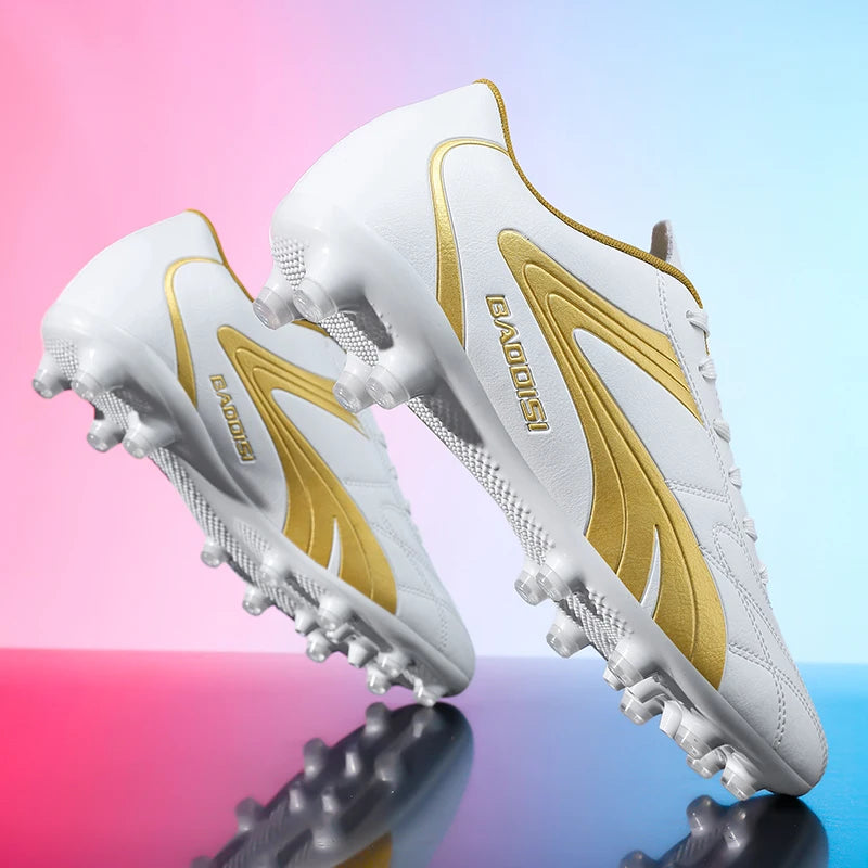Chaussures de Football FG Homme Cuir Verni Basses Ultra-légères — Crampons Longs, Professionnel EU 31–48