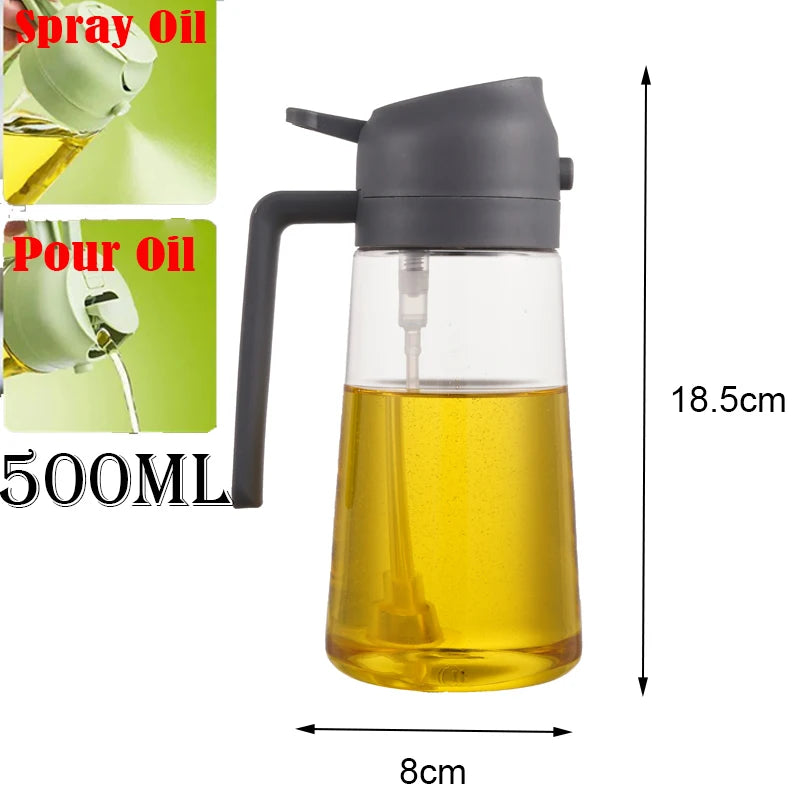 Pulvérisateur d'huile de cuisine en plastique 2 en 1, 500 ml, flacon pulvérisateur d'huile d'olive, distributeur d'huile pour barbecue, cuisson, rôtissage, pique-nique, outil de cuisine