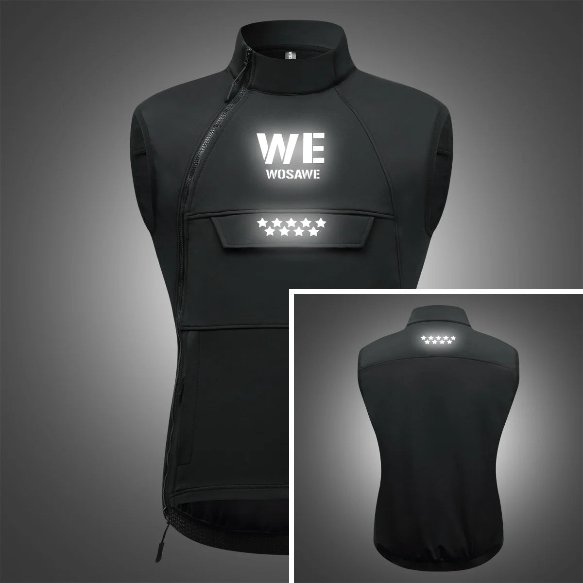WOSAWE Chaleco reflectante de invierno para motocicleta, chaleco cálido para moto todoterreno, ropa de ciclismo, chaleco multibolsillos