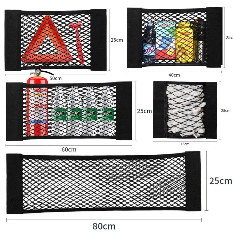Car Trunk Storage Net, Magic Artificial Elastic Sticker, Universal, Rear Seat Bag