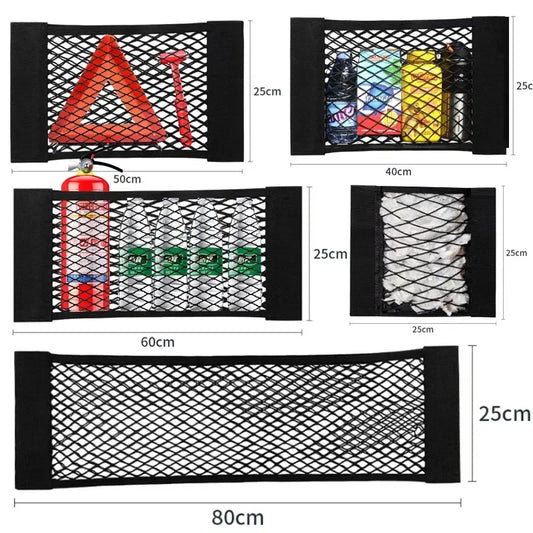 Red elástica para coche, mágica, artificial, autoadhesiva, universal, bolsa de almacenamiento para asiento trasero