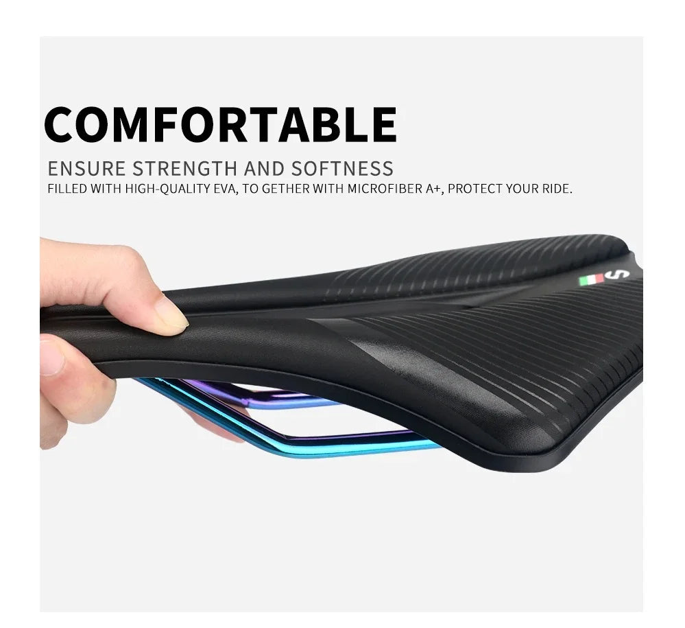 Selle de vélo de route TOSEEK MTB, EVA + cuir en super fibre, design ergonomique, large et confortable, long trajet, ultra-légère, siège creux TT