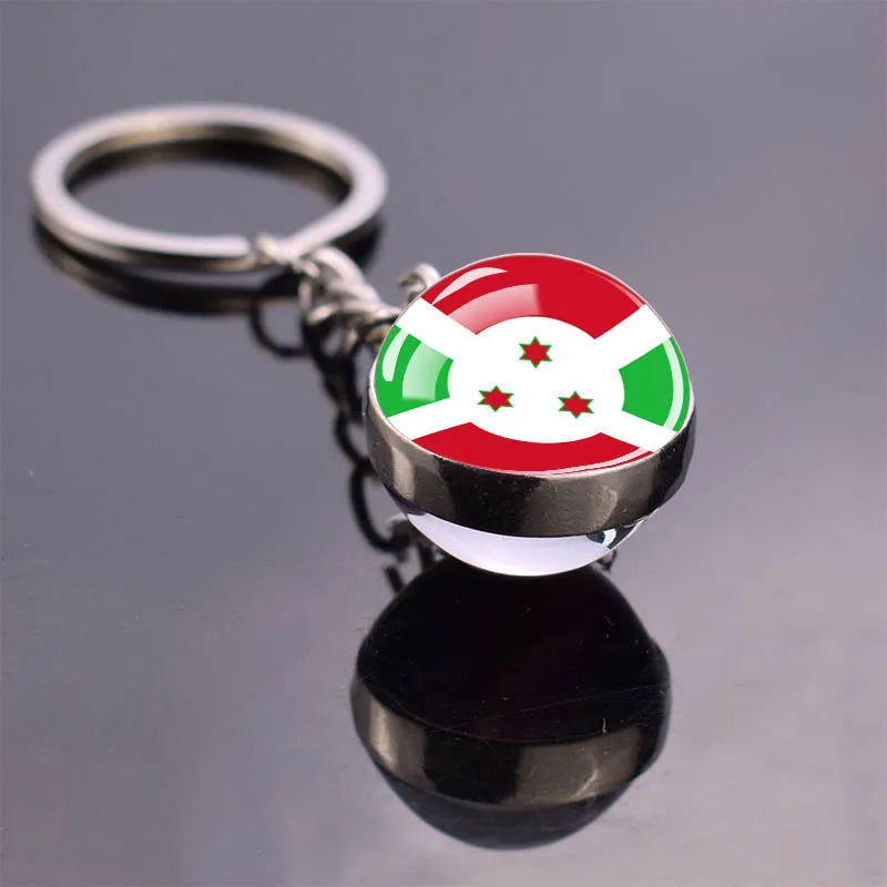 Porte-clés drapeau africain, algérie, somalie, tunisie, maroc, egypte, drapeau National, pendentif boule de verre Double face, cadeau