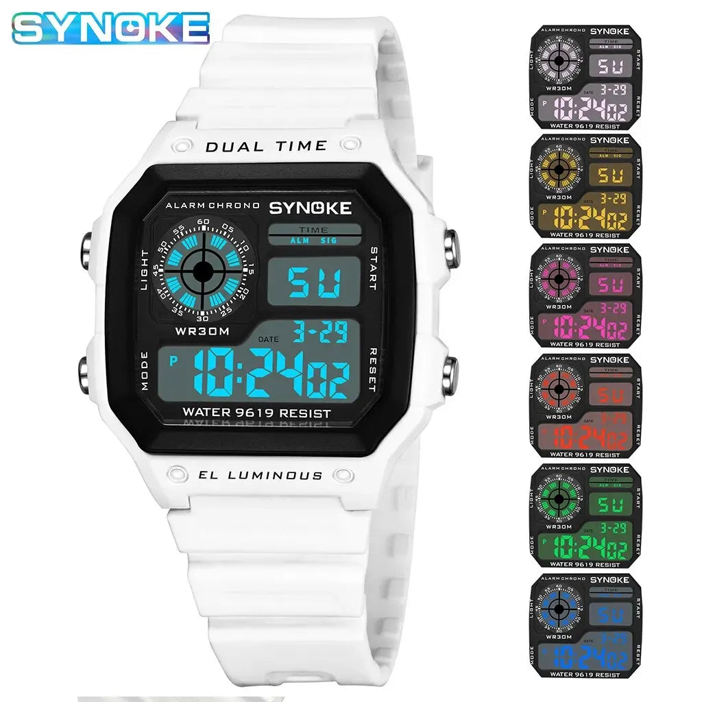 Montre numérique étanche sport multifonction — extérieur, course, étudiant, sept couleurs