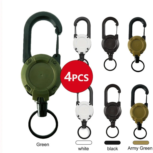 Porte-clés rétractables extensibles, bobines d'insigne, Clip robuste avec mousqueton, pour hommes, sacs d'extérieur, 1/2/4 pièces
