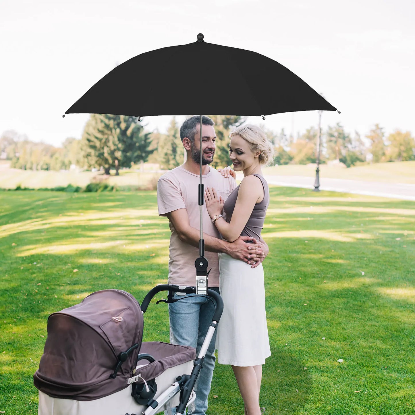 ZK20 Paraguas de silla de playa Protección UV Parasol para cochecito de bebé 360° Parasol ajustable para silla con pinza